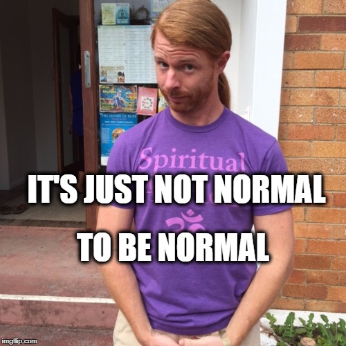 JP Sears. The Spiritual Guy | IT'S JUST NOT NORMAL; TO BE NORMAL | image tagged in jp sears the spiritual guy,normal,what if i told you,society,abby normal,what do we want | made w/ Imgflip meme maker