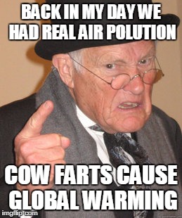 Back In My Day Meme | BACK IN MY DAY WE HAD REAL AIR POLUTION COW FARTS CAUSE GLOBAL WARMING | image tagged in memes,back in my day | made w/ Imgflip meme maker