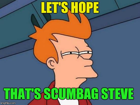 Futurama Fry Meme | LET'S HOPE THAT'S SCUMBAG STEVE | image tagged in memes,futurama fry | made w/ Imgflip meme maker