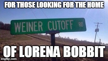 How much do they get paid to name streets anyways | FOR THOSE LOOKING FOR THE HOME; OF LORENA BOBBIT | image tagged in memes,lorena bobbit | made w/ Imgflip meme maker