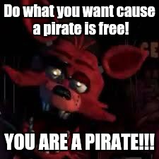 FNAF | Do what you want cause a pirate is free! YOU ARE A PIRATE!!! | image tagged in fnaf | made w/ Imgflip meme maker