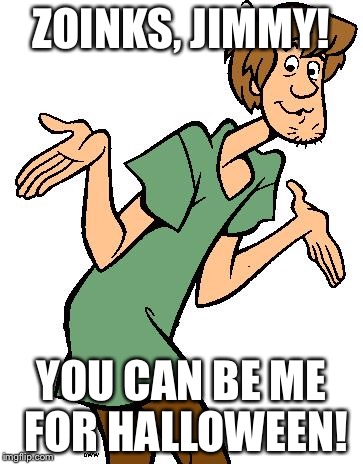 Shaggy from Scooby Doo | ZOINKS, JIMMY! YOU CAN BE ME FOR HALLOWEEN! | image tagged in shaggy from scooby doo | made w/ Imgflip meme maker