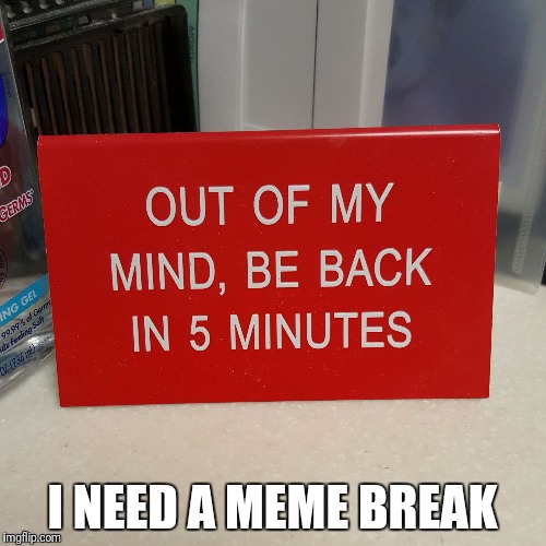 I NEED A MEME BREAK | image tagged in meme break | made w/ Imgflip meme maker