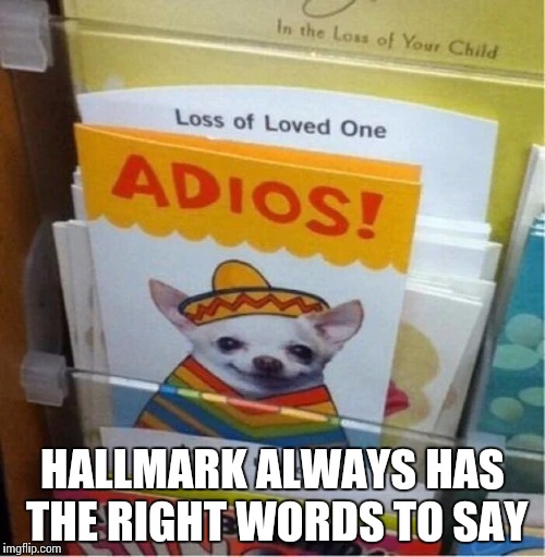HALLMARK ALWAYS HAS THE RIGHT WORDS TO SAY | image tagged in hallmark card | made w/ Imgflip meme maker