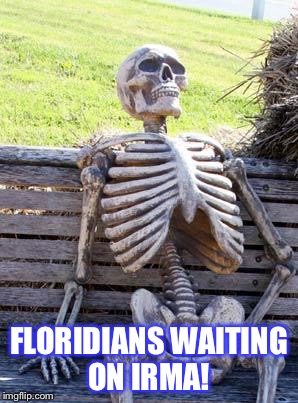 Waiting Skeleton Meme | FLORIDIANS WAITING ON IRMA! | image tagged in memes,waiting skeleton | made w/ Imgflip meme maker
