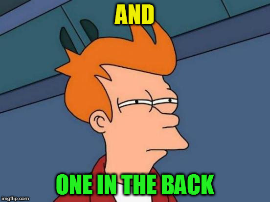 Futurama Fry Meme | AND ONE IN THE BACK | image tagged in memes,futurama fry | made w/ Imgflip meme maker