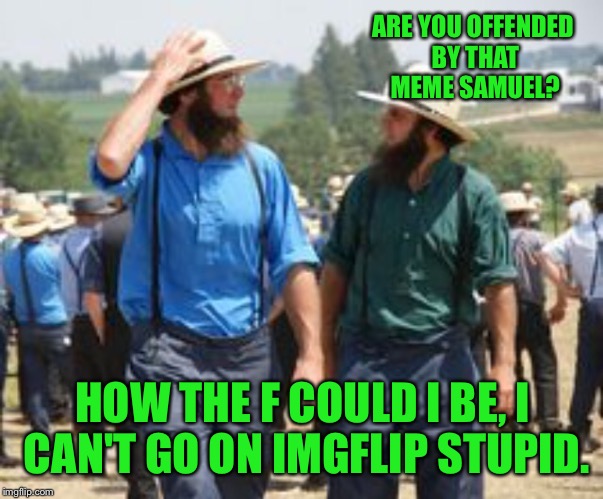 ARE YOU OFFENDED BY THAT MEME SAMUEL? HOW THE F COULD I BE, I CAN'T GO ON IMGFLIP STUPID. | made w/ Imgflip meme maker