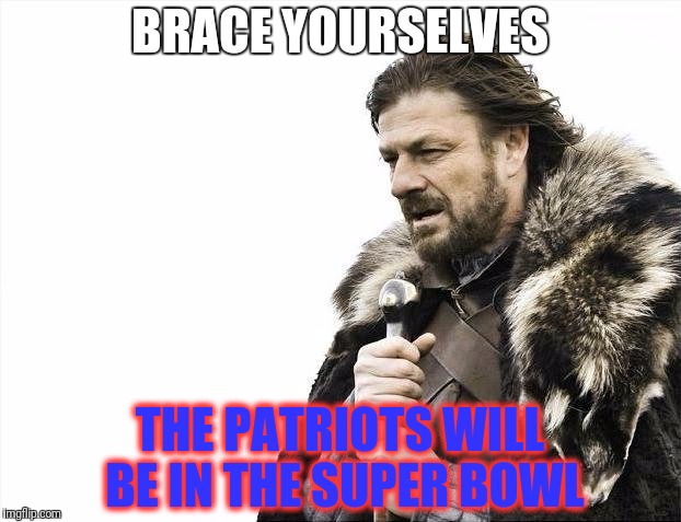 Brace Yourselves X is Coming Meme | BRACE YOURSELVES; THE PATRIOTS WILL BE IN THE SUPER BOWL | image tagged in memes,brace yourselves x is coming | made w/ Imgflip meme maker
