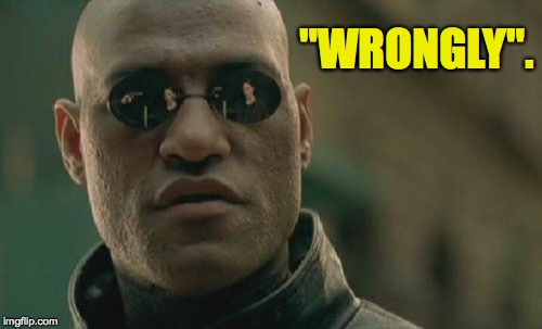 Matrix Morpheus Meme | "WRONGLY". | image tagged in memes,matrix morpheus | made w/ Imgflip meme maker