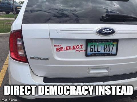 Instead | DIRECT DEMOCRACY INSTEAD | image tagged in direct democracy,direct,democracy,elect,referendum | made w/ Imgflip meme maker