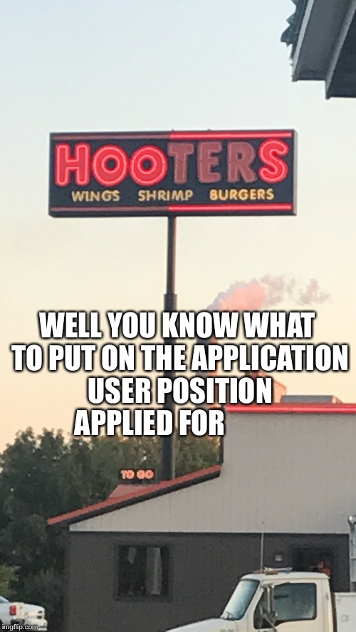 WELL YOU KNOW WHAT TO PUT ON THE APPLICATION USER POSITION APPLIED FOR | image tagged in thesavage73 | made w/ Imgflip meme maker