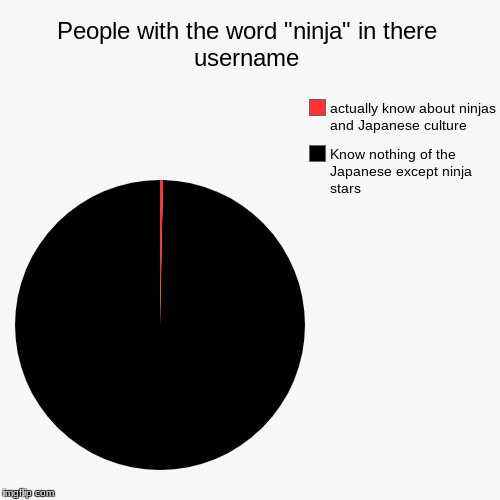People with the word "ninja" in their username | image tagged in funny,pie charts,ninjas,japan,japanese | made w/ Imgflip chart maker