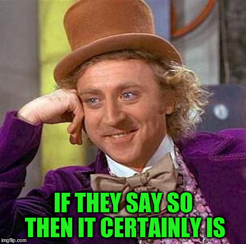 Creepy Condescending Wonka Meme | IF THEY SAY SO THEN IT CERTAINLY IS | image tagged in memes,creepy condescending wonka | made w/ Imgflip meme maker