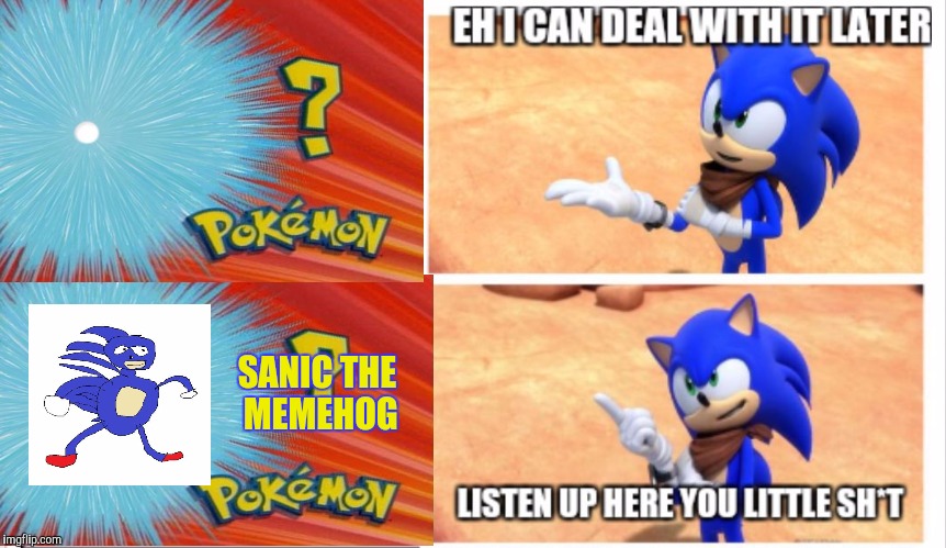 Listen up here you little sh*t Sonic | SANIC THE MEMEHOG | image tagged in listen up here you little sht sonic | made w/ Imgflip meme maker