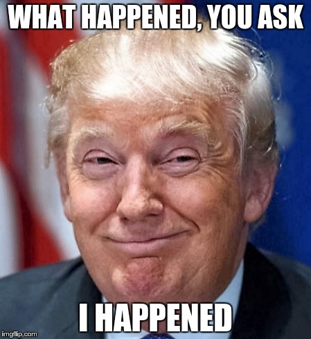 WHAT HAPPENED, YOU ASK I HAPPENED | image tagged in donald trump | made w/ Imgflip meme maker