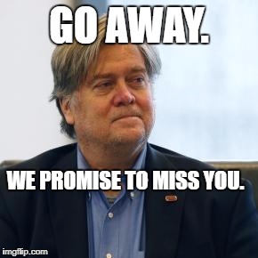 Steve Bannon | GO AWAY. WE PROMISE TO MISS YOU. | image tagged in steve bannon | made w/ Imgflip meme maker
