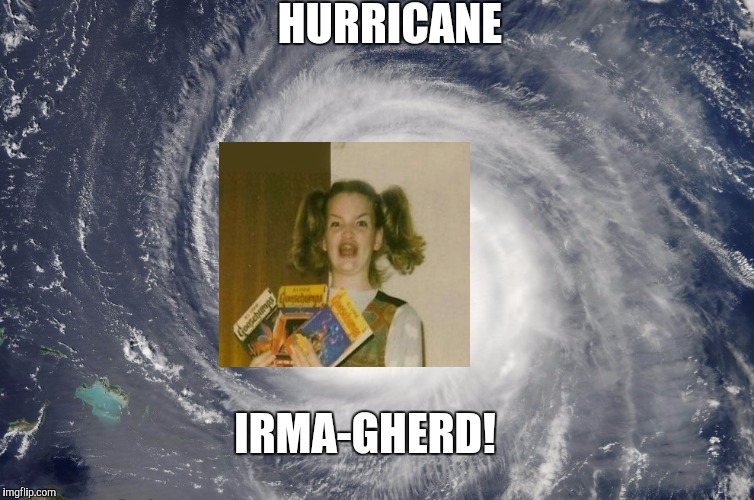 Hurricane Satellite Image | HURRICANE; IRMA-GHERD! | image tagged in hurricane satellite image | made w/ Imgflip meme maker