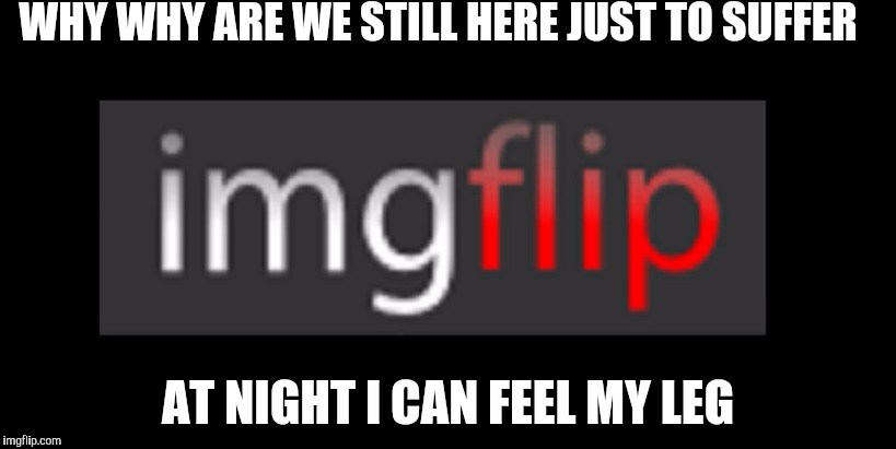 most people will not get it | WHY WHY ARE WE STILL HERE JUST TO SUFFER; AT NIGHT I CAN FEEL MY LEG | image tagged in imgflip | made w/ Imgflip meme maker