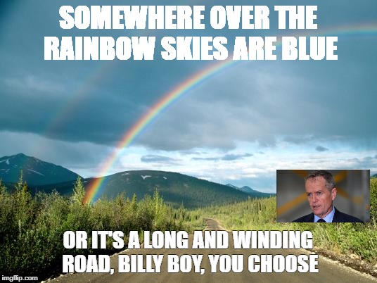 SOMEWHERE OVER THE RAINBOW SKIES ARE BLUE; OR IT'S A LONG AND WINDING ROAD, BILLY BOY, YOU CHOOSE | image tagged in rosequartz | made w/ Imgflip meme maker