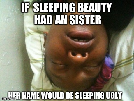IF  SLEEPING BEAUTY HAD AN SISTER HER NAME WOULD BE SLEEPING UGLY | made w/ Imgflip meme maker