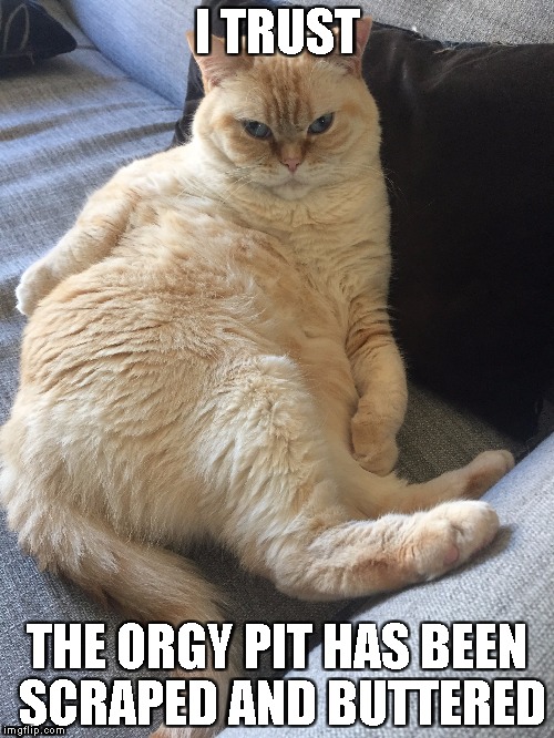 I TRUST; THE ORGY PIT HAS BEEN SCRAPED AND BUTTERED | made w/ Imgflip meme maker