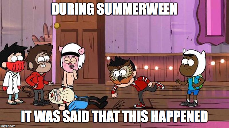 Banana Bus Squad Summerween | DURING SUMMERWEEN; IT WAS SAID THAT THIS HAPPENED | image tagged in vanossgaming,basicallyidowrk,daithi de nogla,h2o delirious,i am wildcat,lui calibre | made w/ Imgflip meme maker