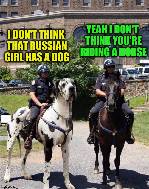 I DON'T THINK THAT RUSSIAN GIRL HAS A DOG YEAH I DON'T THINK YOU'RE RIDING A HORSE | made w/ Imgflip meme maker