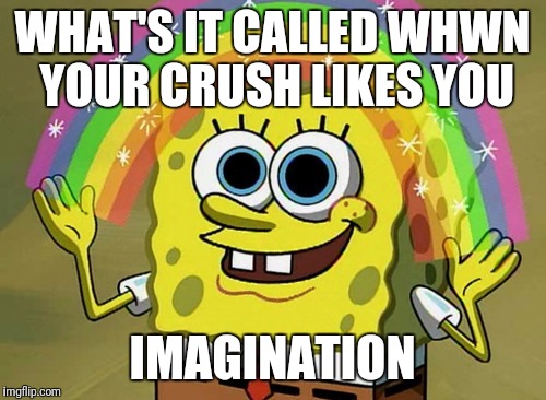 Imagination Spongebob Meme | WHAT'S IT CALLED WHWN YOUR CRUSH LIKES YOU; IMAGINATION | image tagged in memes,imagination spongebob | made w/ Imgflip meme maker