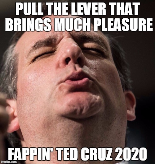 PULL THE LEVER THAT BRINGS MUCH PLEASURE; FAPPIN' TED CRUZ 2020 | made w/ Imgflip meme maker