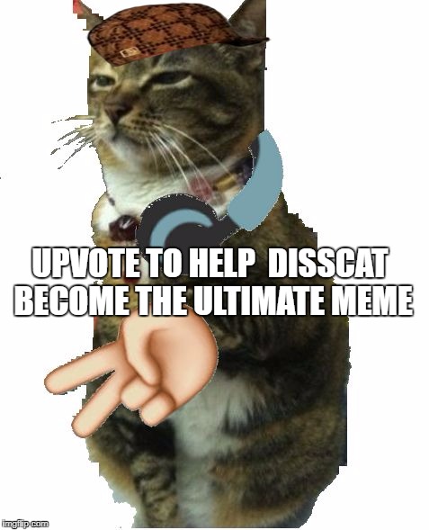 UPVOTE TO HELP 
DISSCAT BECOME THE ULTIMATE MEME | image tagged in disscat,scumbag | made w/ Imgflip meme maker