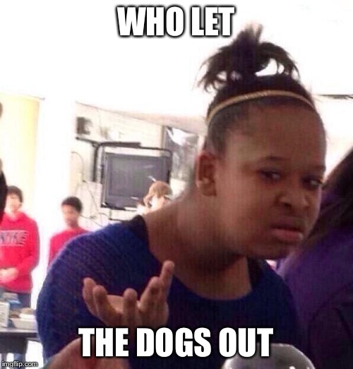 Black Girl Wat Meme | WHO LET THE DOGS OUT | image tagged in memes,black girl wat | made w/ Imgflip meme maker