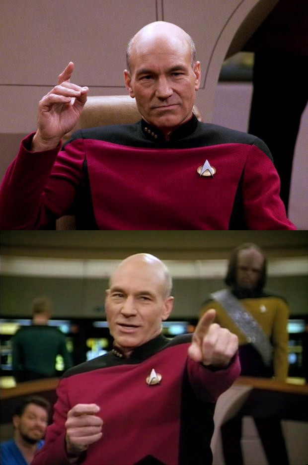 Picard Engage Pointing Blank Meme Template