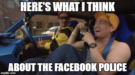 HERE'S WHAT I THINK; ABOUT THE FACEBOOK POLICE | image tagged in ali g | made w/ Imgflip meme maker