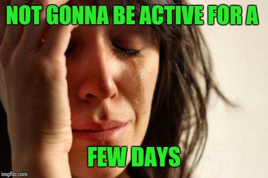 Reason in the Comments.  | NOT GONNA BE ACTIVE FOR A; FEW DAYS | image tagged in memes,first world problems | made w/ Imgflip meme maker