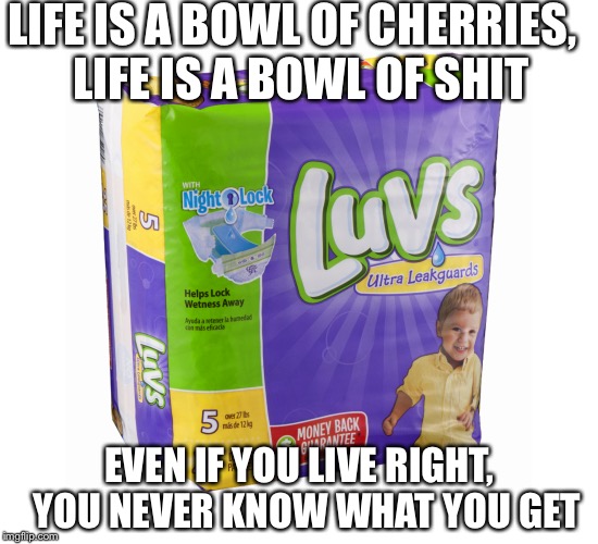 LIFE IS A BOWL OF CHERRIES,
 LIFE IS A BOWL OF SHIT; EVEN IF YOU LIVE RIGHT, 
YOU NEVER KNOW WHAT YOU GET | image tagged in thug life,life,bullshit,scumbag baby boomers | made w/ Imgflip meme maker