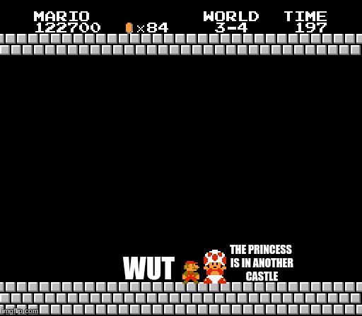 Thank You Mario | THE PRINCESS IS IN ANOTHER CASTLE; WUT | image tagged in thank you mario | made w/ Imgflip meme maker