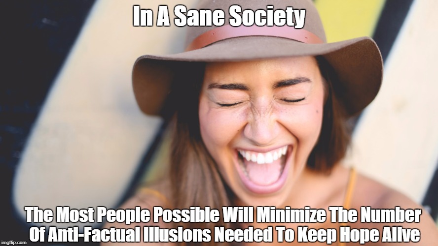 In A Sane Society The Most People Possible Will Minimize The Number Of Anti-Factual Illusions Needed To Keep Hope Alive | made w/ Imgflip meme maker
