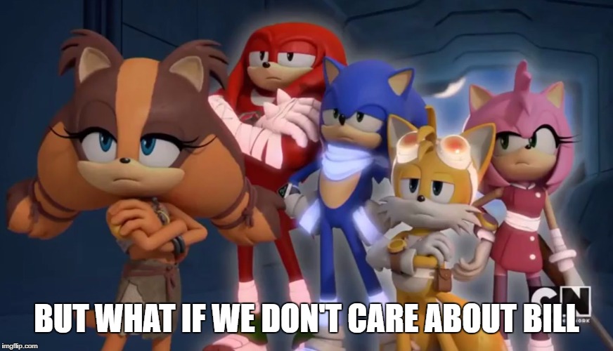 Team Sonic is not Impressed - Sonic Boom | BUT WHAT IF WE DON'T CARE ABOUT BILL | image tagged in team sonic is not impressed - sonic boom | made w/ Imgflip meme maker