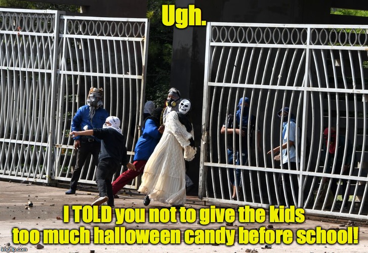They've rolled Charlie Brown for his rocks | Ugh. I TOLD you not to give the kids too much halloween candy before school! | image tagged in kids,masks,throwing rocks | made w/ Imgflip meme maker