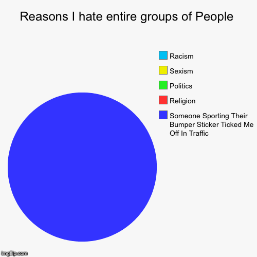 Reasons I Hate Entire Groups of People | image tagged in funny,pie charts | made w/ Imgflip chart maker