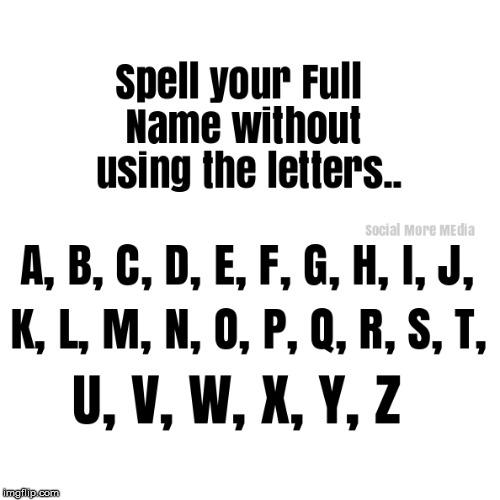 Spell Your Full Name  | image tagged in alphabet,meme,memes,funny,social media,social more media | made w/ Imgflip meme maker