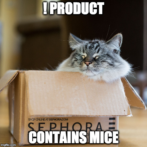 ! PRODUCT; CONTAINS MICE | image tagged in product information,cat,mouse | made w/ Imgflip meme maker