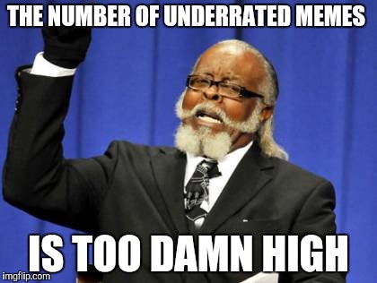 Too Damn High Meme | THE NUMBER OF UNDERRATED MEMES; IS TOO DAMN HIGH | image tagged in memes,too damn high | made w/ Imgflip meme maker