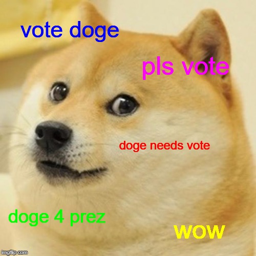 Doge Meme | vote doge pls vote doge needs vote doge 4 prez wow | image tagged in memes,doge | made w/ Imgflip meme maker