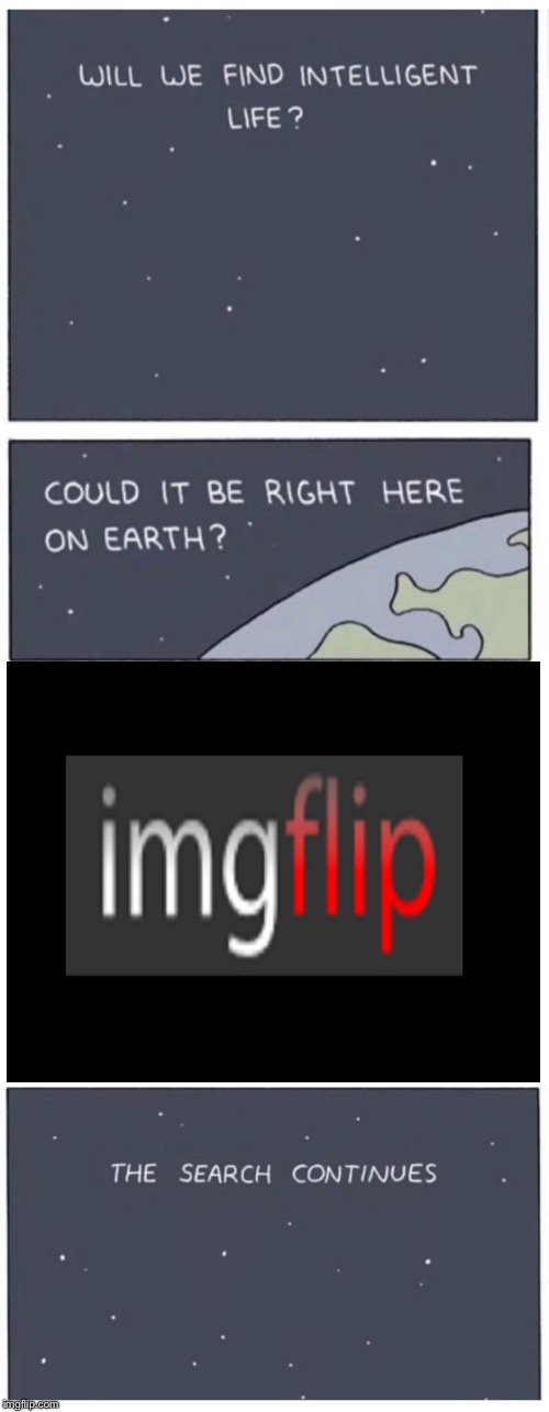 Never | image tagged in will we find intelligent life,imgflip,retard | made w/ Imgflip meme maker