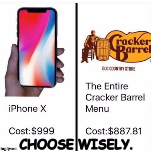 Good taste never goes out of style.  | . | image tagged in funny,iphone,money,restaurant | made w/ Imgflip meme maker