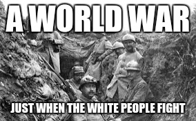 this exist because the second congo war killed as many people as ww1 and half of africa fought yet no one cares | A WORLD WAR; JUST WHEN THE WHITE PEOPLE FIGHT | image tagged in world war 1 | made w/ Imgflip meme maker
