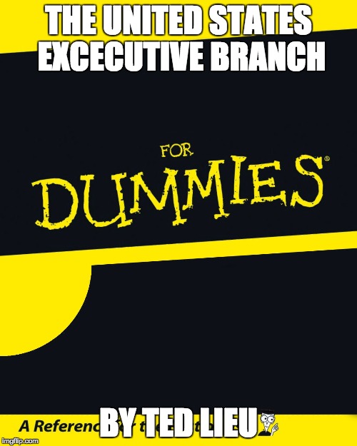 For Dummies | THE UNITED STATES EXCECUTIVE BRANCH; BY TED LIEU | image tagged in for dummies | made w/ Imgflip meme maker