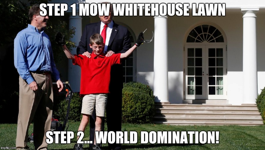 STEP 1 MOW WHITEHOUSE LAWN; STEP 2... WORLD DOMINATION! | image tagged in world domination | made w/ Imgflip meme maker