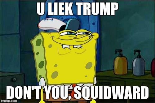 Don't You Squidward Meme | U LIEK TRUMP; DON'T YOU, SQUIDWARD | image tagged in memes,dont you squidward | made w/ Imgflip meme maker